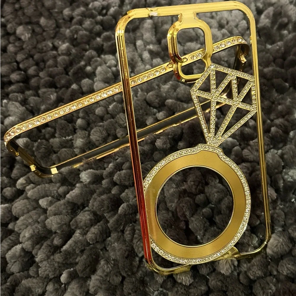 Samsung Galaxy S5 I9600 Diamond Crystals Rhinestone and Gold Case